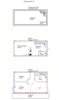 Коттедж 212м², 2-этажный, участок 3 сот.  