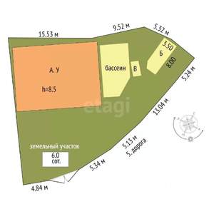 Дом 750м&sup2;, 3-этажный, участок 6 сот.  