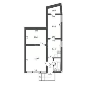 Дом 47м&sup2;, 1-этажный, участок 1 сот.  