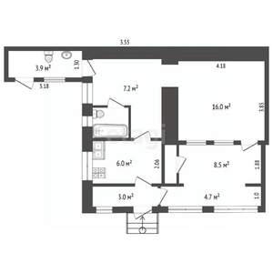 Дом 52м&sup2;, 1-этажный, участок 2 сот.  