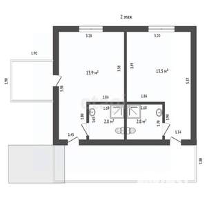 Дом 64м&sup2;, 2-этажный, участок 2 сот.  