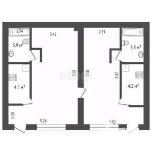 Дом 67м², 3-этажный, участок 4 сот.  