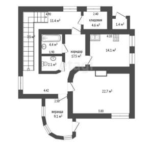 Дом 185м², 2-этажный, участок 6 сот.  