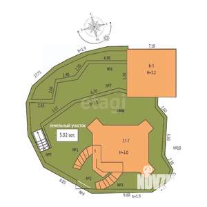 Дом 144м&sup2;, 3-этажный, участок 3 сот.  