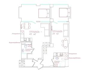 2-к квартира, посуточно, 45м2, 4/15 этаж