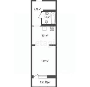 Студия квартира, на длительный срок, 34м2, 2/16 этаж