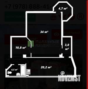 1-к квартира, вторичка, 77м2, 3/12 этаж