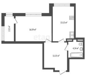 1-к квартира, вторичка, 47м2, 4/12 этаж