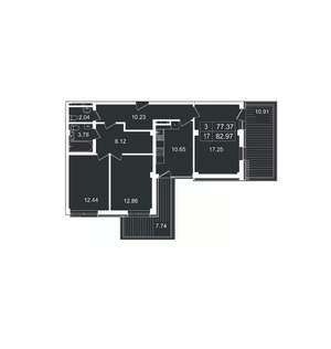 3-к квартира, вторичка, 83м2, 3/8 этаж