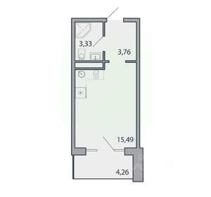 Студия квартира, вторичка, 27м2, 2/3 этаж