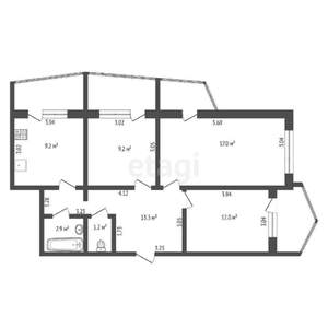 3-к квартира, вторичка, 83м2, 9/9 этаж