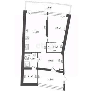 2-к квартира, вторичка, 86м2, 6/12 этаж