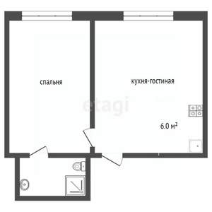 2-к квартира, вторичка, 40м2, 2/8 этаж