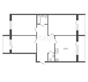 3-к квартира, вторичка, 89м2, 8/9 этаж