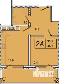 1-к квартира, вторичка, 46м2, 8/8 этаж