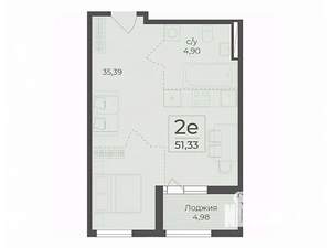 Студия квартира, строящийся дом, 51м2, 3/15 этаж