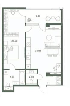 2-к квартира, вторичка, 75м2, 3/9 этаж