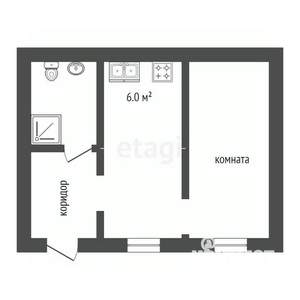 1-к квартира, вторичка, 29м2, 2/2 этаж