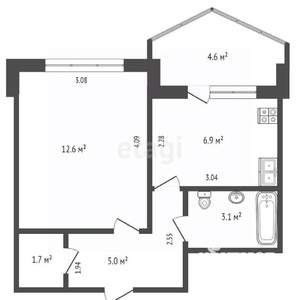 1-к квартира, вторичка, 34м2, 7/9 этаж