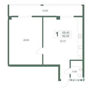 2-к квартира, вторичка, 82м2, 2/9 этаж