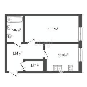 1-к квартира, вторичка, 43м2, 1/8 этаж