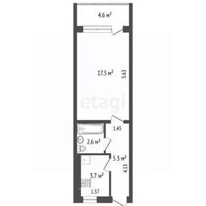 1-к квартира, вторичка, 29м2, 3/5 этаж