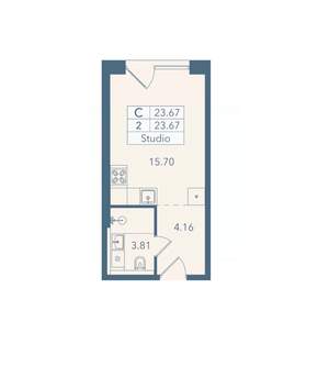 Студия квартира, вторичка, 24м2, 2/8 этаж