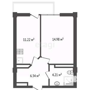 1-к квартира, вторичка, 48м2, 6/10 этаж