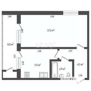 1-к квартира, вторичка, 34м2, 4/5 этаж