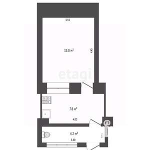 1-к квартира, вторичка, 28м2, 1/2 этаж