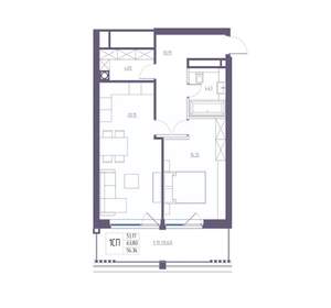 1-к квартира, вторичка, 64м2, 1/8 этаж