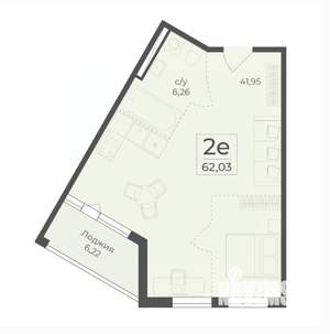 2-к квартира, вторичка, 62м2, 5/18 этаж