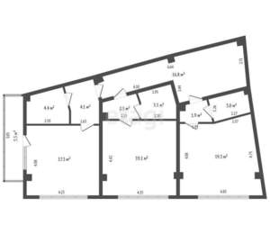 3-к квартира, вторичка, 97м2, 5/1 этаж