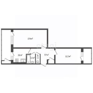 2-к квартира, вторичка, 51м2, 5/5 этаж