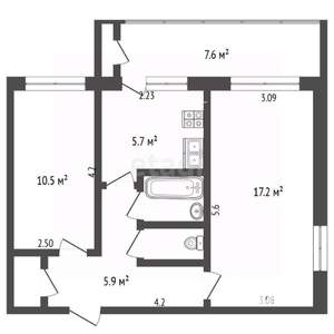2-к квартира, вторичка, 51м2, 4/5 этаж