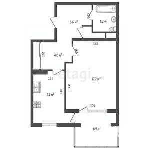 1-к квартира, вторичка, 41м2, 8/9 этаж