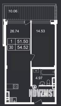 1-к квартира, вторичка, 55м2, 3/8 этаж