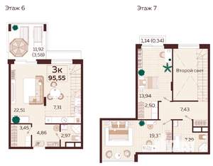 1-к квартира, вторичка, 45м2, 5/9 этаж