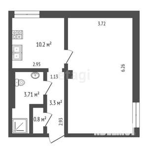 1-к квартира, вторичка, 41м2, 6/6 этаж