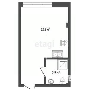 Студия квартира, вторичка, 39м2, 5/8 этаж