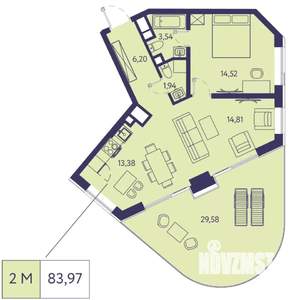 3-к квартира, вторичка, 84м2, 2/20 этаж