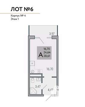 Студия квартира, строящийся дом, 29м2, 2/9 этаж