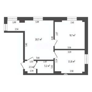 2-к квартира, вторичка, 46м2, 2/4 этаж