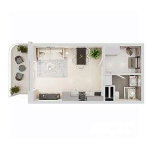 Студия квартира, строящийся дом, 42м2, 10/19 этаж