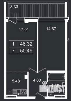 2-к квартира, вторичка, 50м2, 2/8 этаж