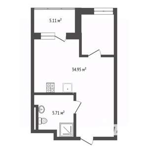1-к квартира, вторичка, 53м2, 5/7 этаж