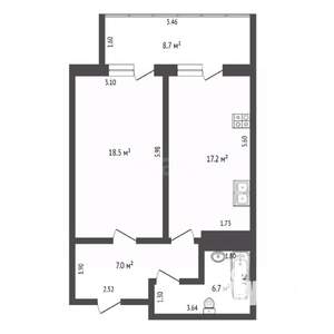1-к квартира, сданный дом, 58м2, 4/16 этаж