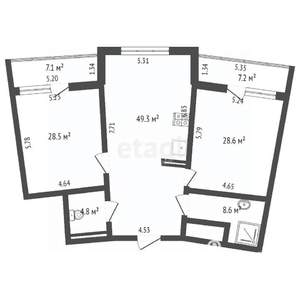 3-к квартира, вторичка, 125м2, 6/13 этаж