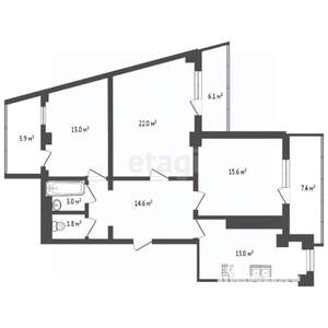 3-к квартира, вторичка, 105м2, 14/14 этаж