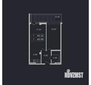 1-к квартира, вторичка, 49м2, 3/8 этаж